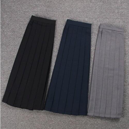 School Dresses Sailor Suit Plain Pleated Skirt Jk Uniforms Cosplay College Middle School Costume Black Blue Gray Short Skirt