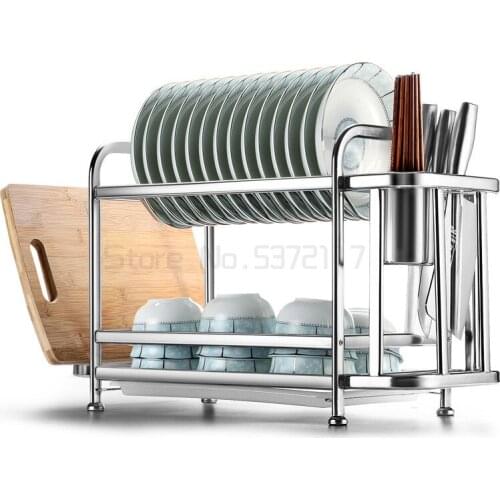 Thicken Stainless Steel Dish Drying Rack Kitchen Shelf Basket Plated Kitchen Knife Sink Dish Drainer Drying Rack Organizer
