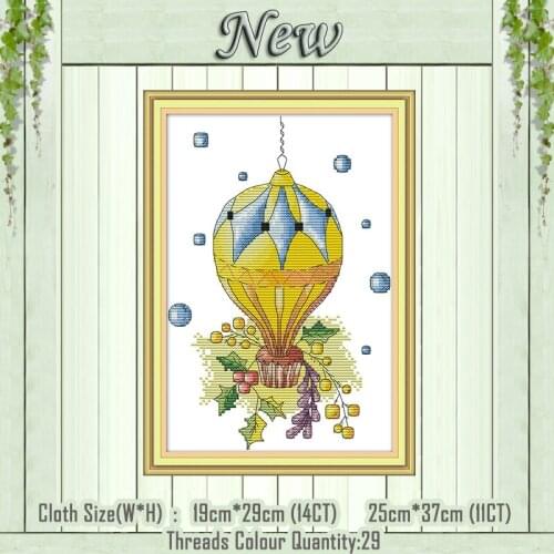 Hot air balloon animal cartoon painting counted printed on the canvas DMC 11CT 14CT kits Cross Stitch embroidery needlework Sets
