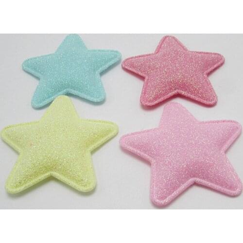 10-50Pcs 6.5cm Candy Glitter Stars Padded Appliqued DIY Craft Suplies Kids Hair Pin Accessories Artesanato Material Embossing