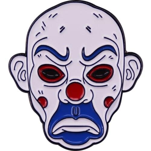 The terrorist dark knight joker mask pin badge