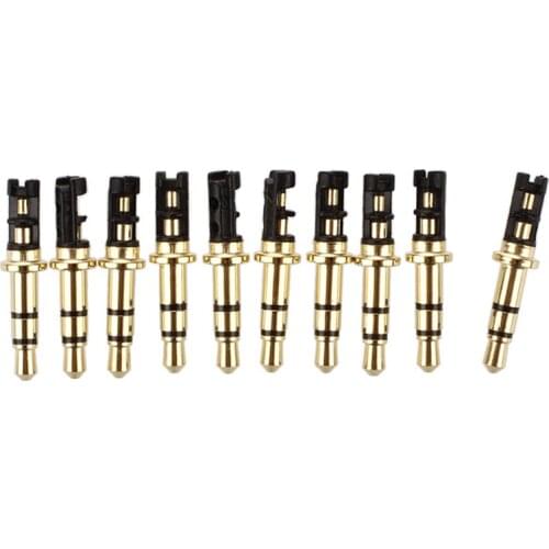 10 Pcs 3.5mm 3 Pole Male Soldering Repair Headphone o Jack Plug Gold Tone