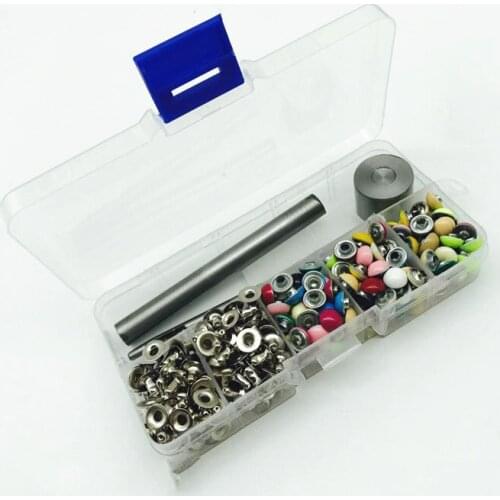180PCs +3pcs/lot hand tool 8mm Leather ROUND Cap Rivets Tubular Metal Studs Fixing Tool Kit Craft Leathercraft Garment Rivets