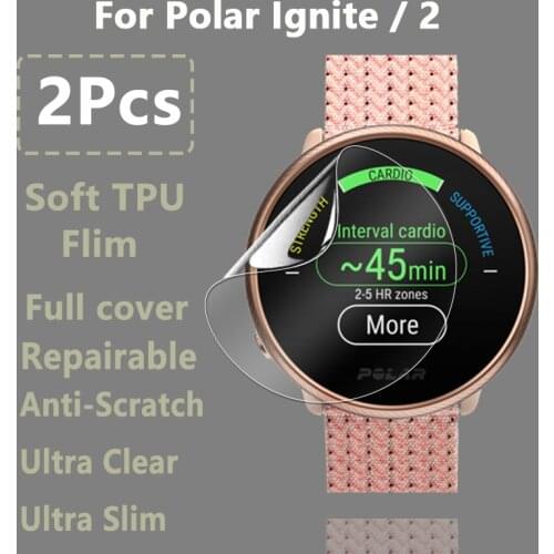 2Pcs For Polar Ignite 2 Smart Watch Ultra Clear Soft Hydrogel Repairable Protective Film Screen Protector -Not Tempered Glass