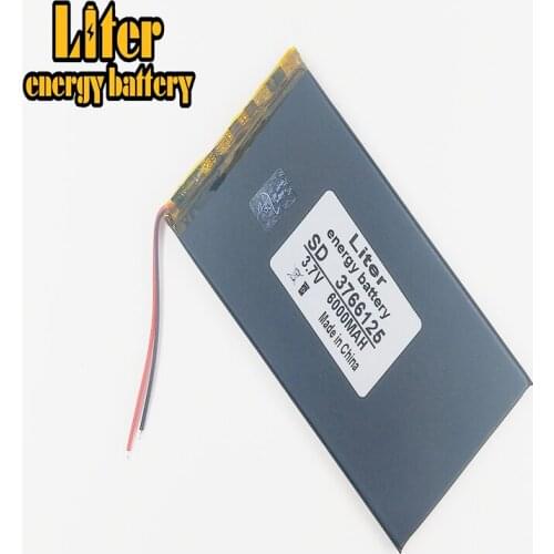 3.7V,6000mAH 3766125 Polymer lithium ion / Li-ion battery for tablet pc BANK,GPS,mp3,mp4