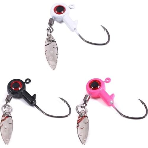 5pcs Fishing Jig Heads Underspin Jig Heads with Willow Blade Painted Round Head Jig Hooks Fishing Tackle