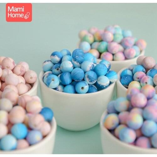 50PC Baby Teether Silicone Beads Planet Silicone Beads Bracelet Bracelet BPA Free For Newborn Baby Teething Necklace Accessorie