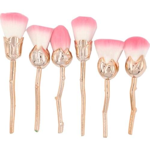 6Pcs/Set Large Golden Handle Rose Blush Brush Make Up Brushes Gold Powder Brush Soft Professional Cosmetics Makeup BrushesTool