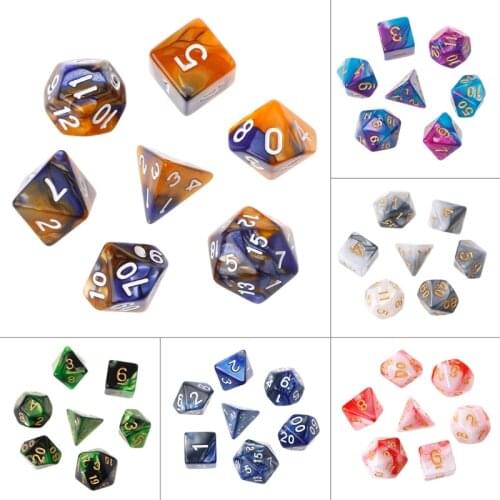 7 Pcs/Set New Game Dice Transparent Black Sided Acrylic Fashion Dices Multi-side Desktop Games Party Play Gifts Polyhedral