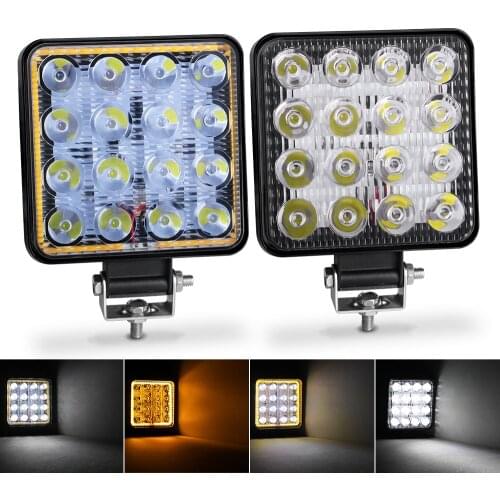 Car LED Bar Worklight 16LED 48W Spotlight Work Light Square Round Fog Lamp For 4x4 Bar Offroad SUV Auto Truck ATV 9V-36V White