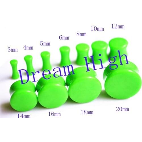 Free Shipping Newest Double Flare Ear Plug Saddle Flesh Tunnel Tpaer UV Acrylic 3-20mm Neon Green color Wholesal