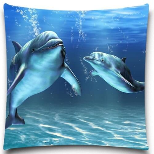 Dolphin Sea animals pillows case 5 size 9 style Cotton polyester Square Home Decorative bedroom car sofa
