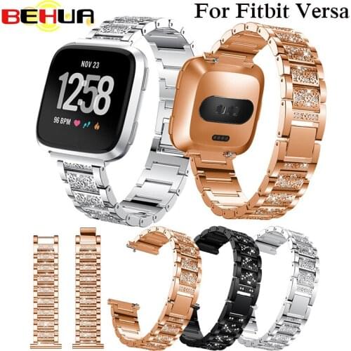 Elegant Watch Strap For Fitbit Versa Smart Bracelet Wrist Band Smart Accessories Watch Band With Rhinestone Luxury Replacement