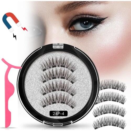 Genailish Magnetic False Eyelashes With 3 Magnets Natural Handmade Full Strip Lash Cilios Applicator Maquiagem For Dropshipping