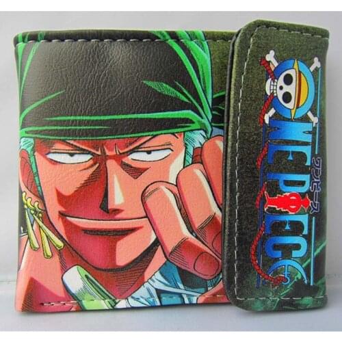 Hot Sale Anime One Piece Roronoa Zoro with Swords PU Short Wallet/Colorful Button Purse