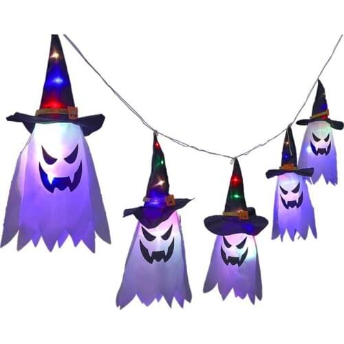 Halloween LED Lanterns Wizard Hat Hanging Lights Ghost Ghost Lights String Horror Atmosphere Room Decoration Lights
