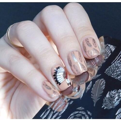 KADS New Fashion Full Beauty Feather Design Print Stencil Nail Art Stamping Stamp Template For Manicure Nail DIY Decorations