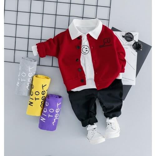 3PCS Infant Boys Clothes Outfits New Full Sleeve Coat + Shirt +Pants Kids Clothes Costume Toddler Boys Sets 1 2 3 4 Years