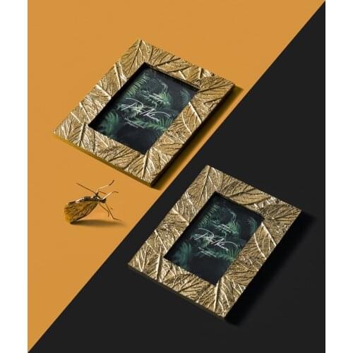 Creative Light Luxury Home Golden Resin Photo Frame Handicraft Ornaments Wall Hanging Wall Bedroom Porch Desktop