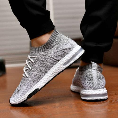 Large Size Mens Sports Shoes Slip-on Man Sneakers Low Top Men Running Shoe Summer Mesh Mens Shoe Gray Walking Air Shoes 2020 I4