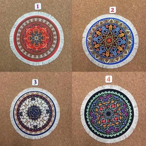 Tassel Round Persian Rug Mouse Pad Small 22x22cm Color Pattern Tablet Computer Game Pad Home Decor Desk Mat Coaster Computer PC