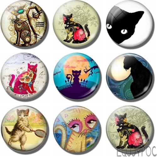 Steampunk Cat 30MM Fridge Magnet Steampunk Retro Gift Anime Pet Glass Dome Note Holder Magnetic Refrigerator Stickers Home Decor