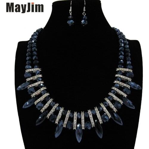Statement fashion Simplicity Big beads crystal jewelry sets chunky Handmade chain jewelry sets dubai Vintages Accessories