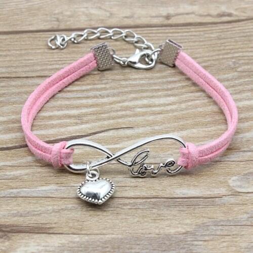 Minimalist Best Friends Friendship Gift Infinity Love Heart Charm Suede Leather Adjustable Bracelets for Women Jewelry