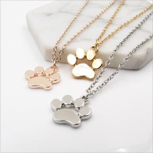 Fashion gold cute animal footprint dog cat footprint paw necklace pendant ladies charm necklace Valentines Day gift