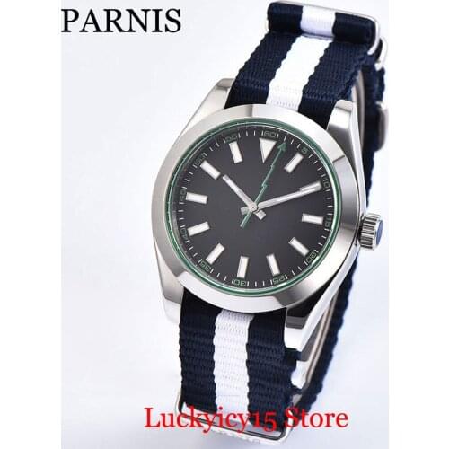 2 Models Fashion Automatic Men Watch 40mm Sapphire Glass Black/White Sterile Dial Flash Hand Polished Case Nylon Strap