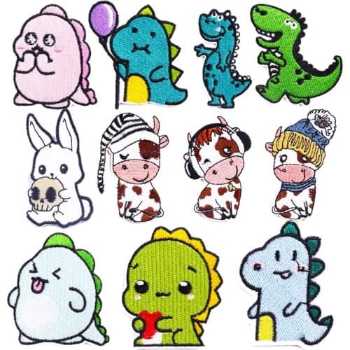 Cartoon Dinosaur Patch For Clothing DIY Embroidery Patches Iron On Patch On Clothes Stickers Animals Patches On Jeans Applique