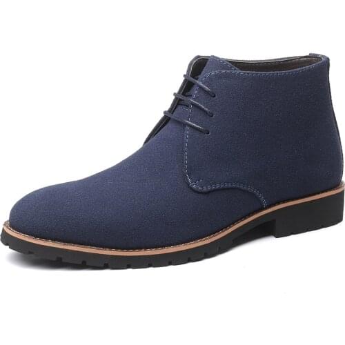 Mens Fashion Shoes Men Lace-up Suede Leather Ankle Boots Martin Boot Mens Casual Shoes High Top Flats Plus Sizes 38-48