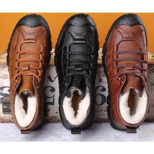 Men Winter S Wool Snow Boots Lace-Up Men Boots Retro High Quality Shoes Men Outdoor Waterproof Snow Boots