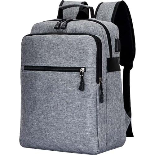 Male Backpack Waterproof USB Charging Canvas Computer Bag University Student Daypack Travel Bag Mochila