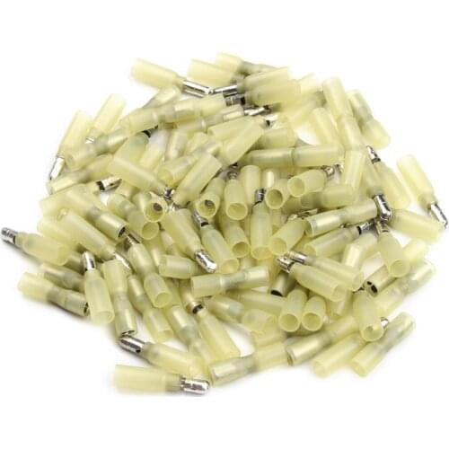 100Pcs Yellow Heat Shrink Wire Terminals Kit Electrical Insulated Waterproof Crimp Marine Automotive Connectors Set