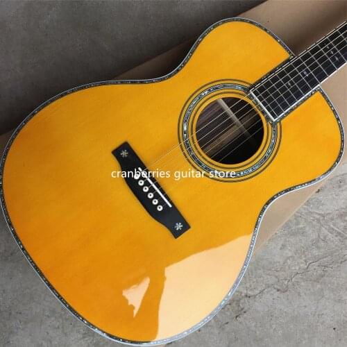 2020 NEW Spruce top 45 model acoustic guitar 39 inch ooo style classic YELLOW acoustic Guitars,abalone inlay,free shipping