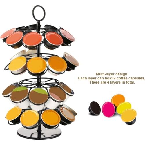2021 New Coffee Pod Holders Rotatable Coffee Pod Storage Organizer Iron Stand Coffee Capsule Holder Compatible with 36 Cup Pods