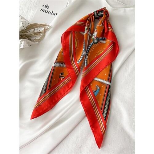 Print Headscarf Silk Shawl Fashion Neckerchief Female Satin Square Scarf For Women Headband Hair Wrap Foulard Hijab 2021 Bandana