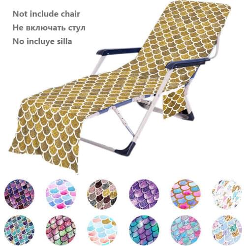 Mermaid Print Microfiber Beach Towel Chair Covers Portable Lightweight Quick Drying Swim Pool Lounge Chairs Blanket Bath Towel