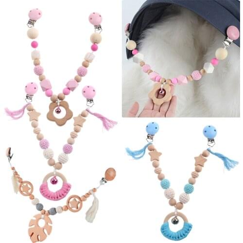 Baby Toy Wooden Pram Clip Baby Mobile Pram Chain Rattle Baby Wooden Teether M15