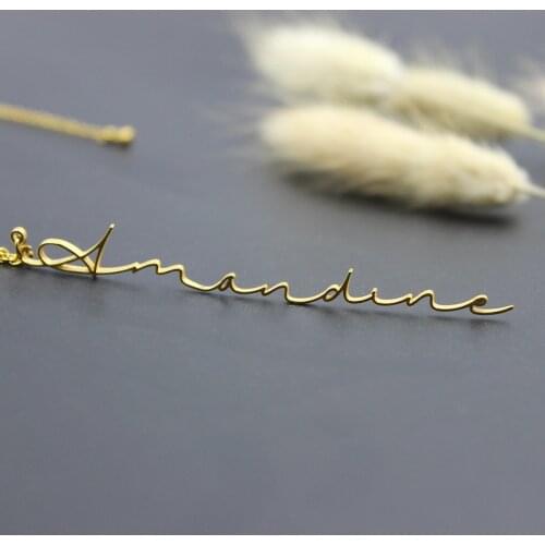 Simple Custom Vertical Name Pendant Necklaces Personalized Jewelry Men Handmade Nameplate Minimalism Women Best Friendship Gifts