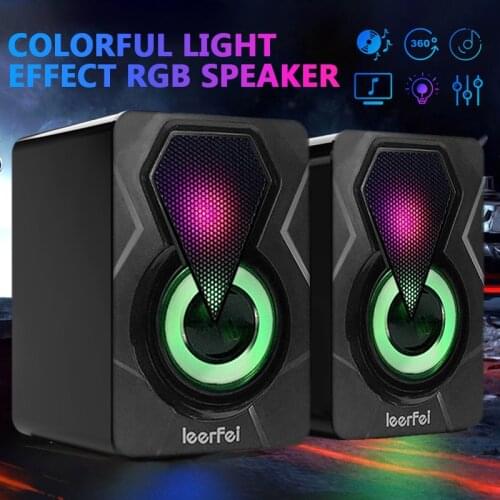 USB Wired Computer Speakers Deep Bass Sound Box Speaker For PC Laptop Powerful Subwoofer Multimedia Loudspeakers RGB LED Light