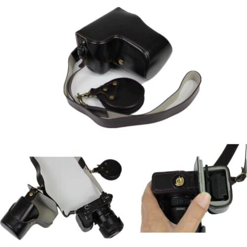 Luxury Version PU Leather Case Protective Cover For Sony A6300 Camera Bag Shoulder Strap Battery Opening