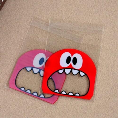 50pcs/lot Cute Cartoon Monster Cookie Candy Bags Self-Adhesive Bags For Biscuits Snack Baking Package Christmas Party 7x7cm+3cm