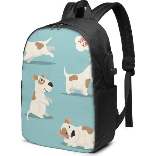 Teenage Backpack for School Boy Girl Funny Puppy School Bag USB Charging Bookbag