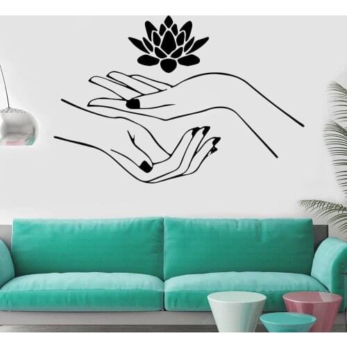 Spa Wall Decals Nail Salon Art Decor Flower Massage Beauty Vinyl Wall Stickers Woman Bathroom Waterproof Home Decoration Z377