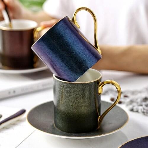 Bright starry sky ins ceramic coffee cup and saucer bone china gold rim coffee cup saucer spoon afternoon tea cup and mug