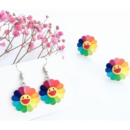 Sun flower statement tanjiro earings Funny trendy dangle drop earring for women fashion korean new cute filigree earrings 2020