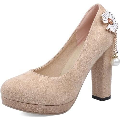 Big Size Flower decorative single shoes platform heels women shoes woman pumps ladies