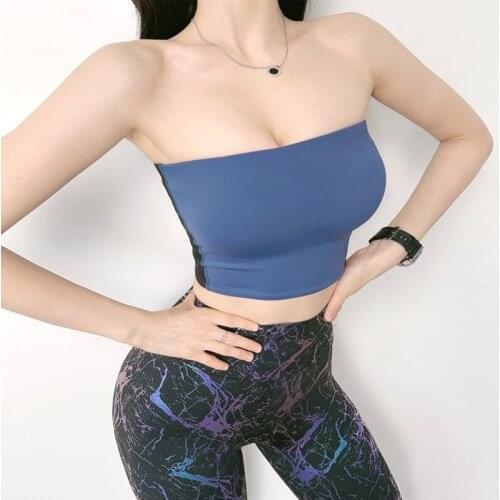 Women Sexy Tube Sports Bra Beautiful Running Breathable Gather Shockproof Sports Underwear Yoga Vest